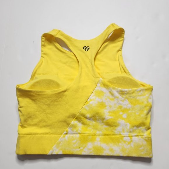 Justice Girls Size 34 Pull Over Racer Back Sports Bras Yellow Tie Dye Sunflower - Picture 2 of 4